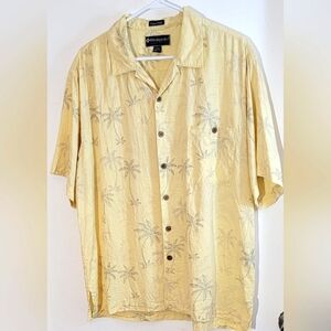 Weekenders 70% Silk / 30% Cotton Cream Yellow Palm Print Shirt